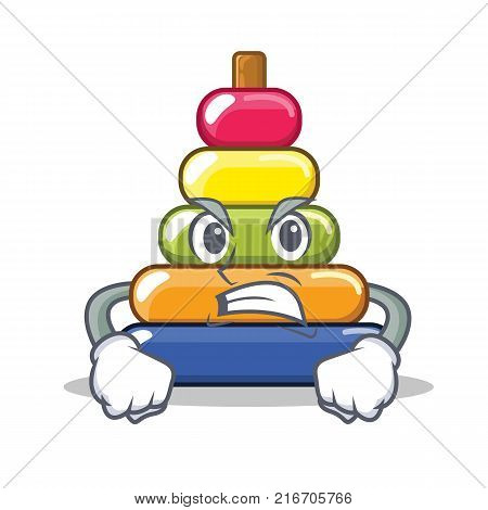 Angry pyramid ring character cartoon vector illustration