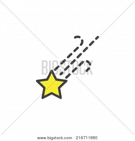Falling star filled outline icon, line vector sign, linear colorful pictogram isolated on white. Starfall symbol, logo illustration. Pixel perfect vector graphics