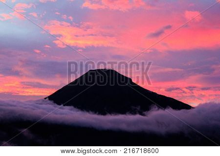 Beautiful mountain with bright color sky in aternoon