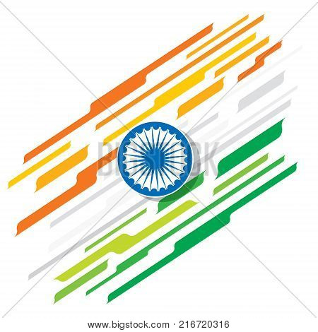 happy republic day of india tricolor strips pattern background on ashoka chakara