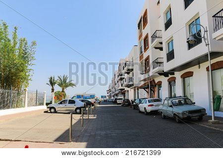 Street In A Summer Day In Agadir City. North Africa