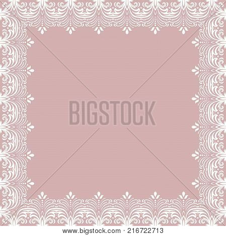 Classic vector whiite square frame with arabesques and orient elements. Abstract ornament with place for text. Vintage pattern
