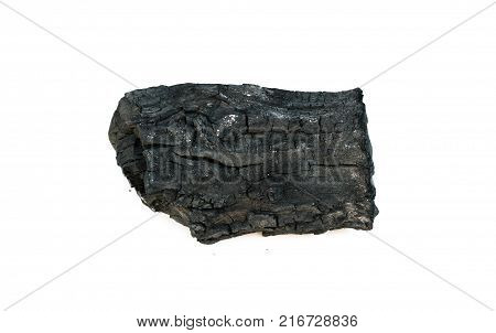 Natural wood charcoal Isolated on white, traditional charcoal