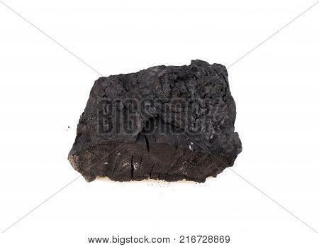 Natural wood charcoal Isolated on white, traditional charcoal