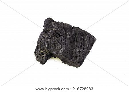 Natural wood charcoal Isolated on white, traditional charcoal