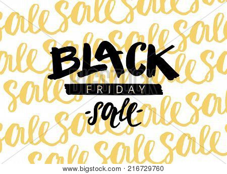 Black Friday vector lettering on sale pattern