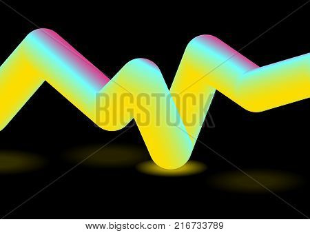Abstract bright 3d curved shape vector background