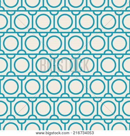 Modern blue and white abstract seamless repetition pattern with rows of round shapes and semicircles vector illustration