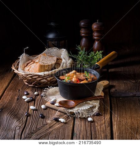 A Fresh And Tasty True Polish Baked Beans With Sausage