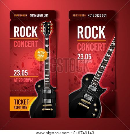 vector rock festival ticket design template with guitar