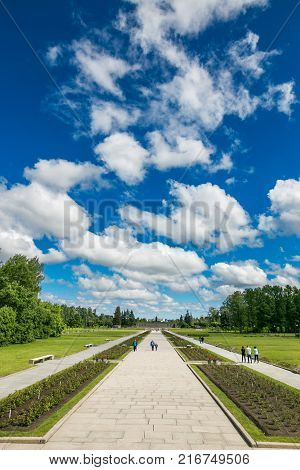 Petersburg, Russia - July 2, 2017: Piskaryovskoye Memorial Cemetery. Place Of Mass Graves Of Victims
