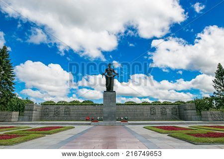 Petersburg, Russia - July 2, 2017: Piskaryovskoye Memorial Cemetery. Place Of Mass Graves Of Victims