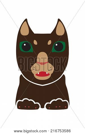 Vector head of wild pussycat. Cougar animal. Decorative stylized image. Isolated on white background.