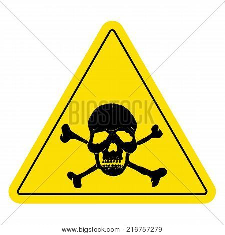 Yellow danger sign with skull. Vector illustration
