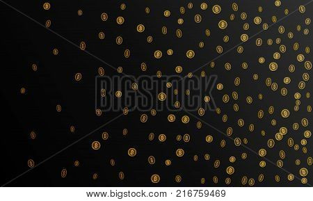 Bitcoins security business background. Bitcoin crypto mining visualization. Business wallet background, security currency exchange, vector model. Crypto virtual payment finance. Gold money trading.