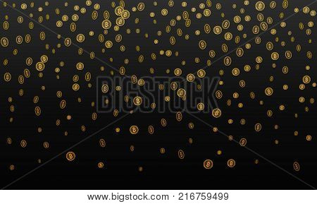 Bitcoins security business background. Bitcoin crypto mining visualization. Business wallet background, security currency exchange, vector model. Crypto virtual payment finance. Gold money trading.