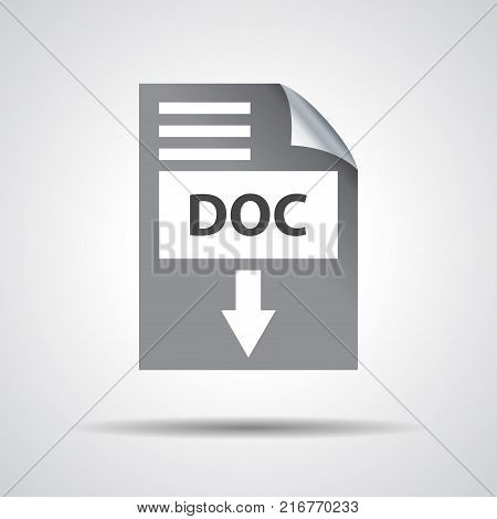 flat doc download icon on a grey background