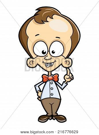 Illustration of the nerd boy in glasses. White background