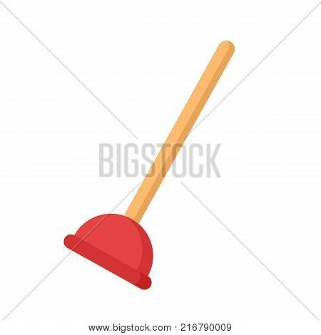 Toilet plunger isolated on white background. Vector stock.