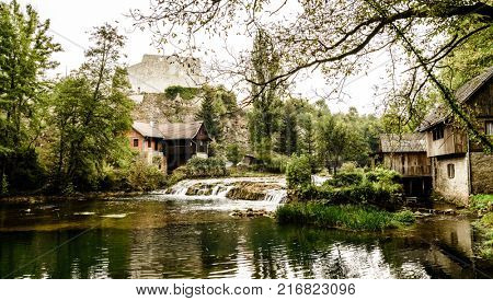 The Korana river in the town of Slunj in Central Croatia
