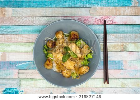 Tasty Vietnamese food  Bo bun rice vermicelli