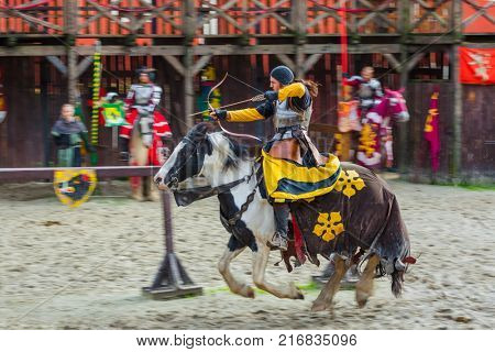 Detenice, Czech - October 22, 2017: Medieval Knight Tournament in castle Detenice.