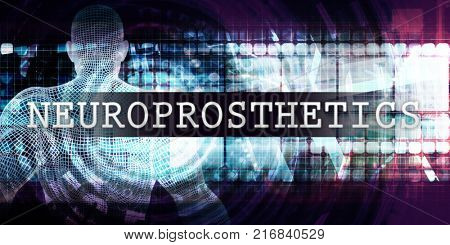 Neuroprosthetics Industry with Futuristic Business Tech Background 3D Render