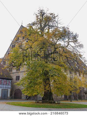 Maulbronn, Germany - oktober 19, 2017 Monastery Maulbronn from outside at a partly cloudy day