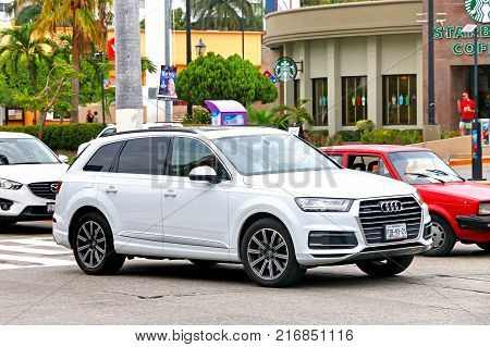 Acapulco Mexico - May 30 2017: Motor car Audi Q7 in the city street.