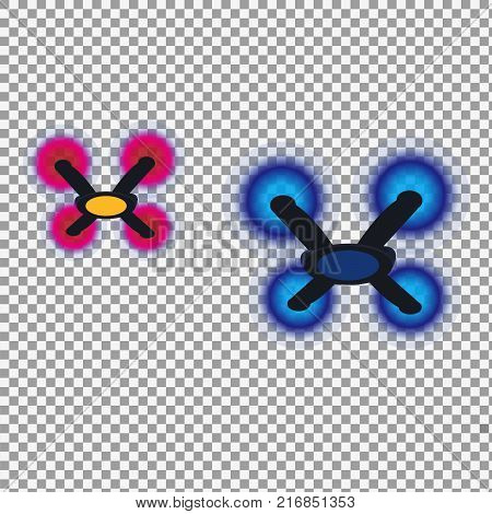 Drone racing concept. Vector flat design illustration on transparent background. -stock vector