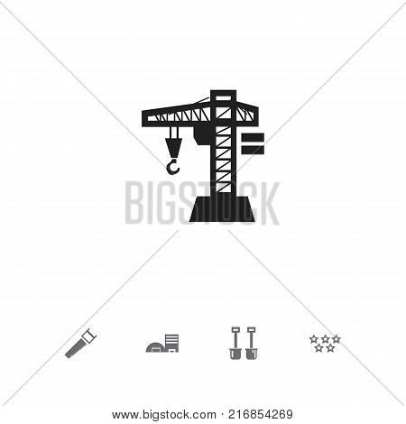 Set Of 5 Editable Building Icons. Includes Symbols Such As Lifting Equipment, Five Starlet, Hacksaw And More