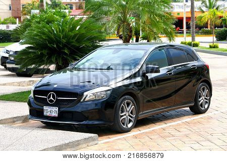 Acapulco Mexico - May 31 2017: Motor car Mercedes-Benz W176 A-class in the city street.