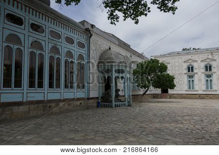 Courtyard Of Sitorai Mokhi-khosa Palace With Fountain, Bukhara, Uzbekistan
