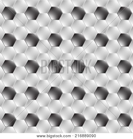 Hexagon metal background with light reflection. EPS10 vector.