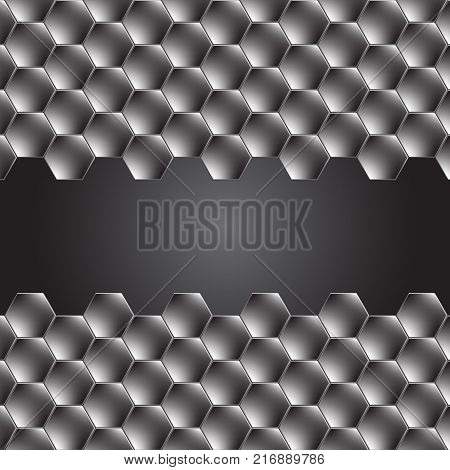 Hexagon metal background with light reflection. EPS10 vector.