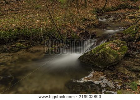 Bansky creek in autumn morning near Spania Dolina village