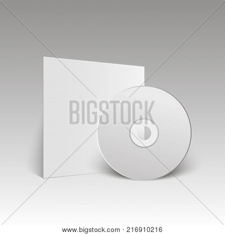Blank white compact disk. Mock up. CD disk. Vector illustration.