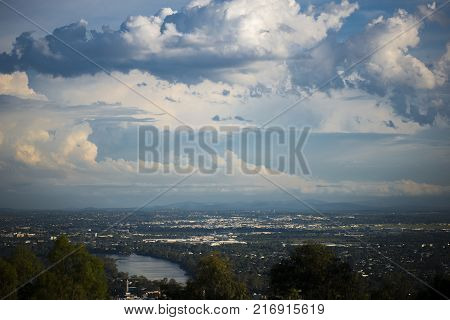 View Of Brisbane And Surrounding Suburbs From Mount Coot-tha During The Day