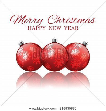 Christmas and happy nwe year invitation with Christmas balls.
