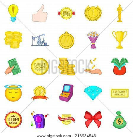Winning success icons set. Cartoon set of 25 winning success vector icons for web isolated on white background