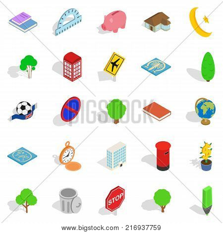 Business center icons set. Isometric set of 25 business center vector icons for web isolated on white background