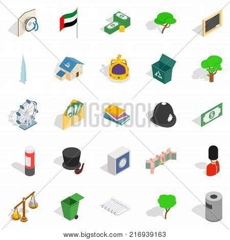 Financial capital icons set. Isometric set of 25 financial capital vector icons for web isolated on white background