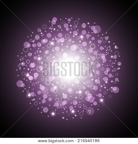 Light Circle With Dosts And Sparks, Purple Color
