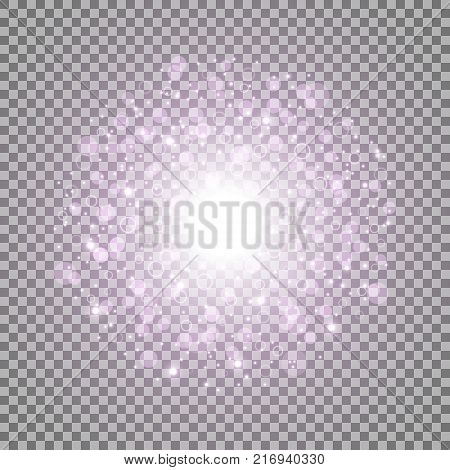Light Circle With Dosts And Sparks, Purple Color