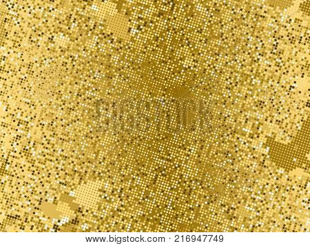 Gold Sequins Texture. Abstract Halftone Background. Vector Golden Pattern Of Round Elements