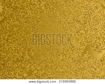 Gold Sequins Texture. Abstract Halftone Background. Vector Golden Pattern Of Round Elements