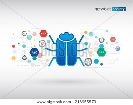 Futuristic hi-tech board on the grey background. Digital technology protection concept. Hacking and ciber crimes data security.