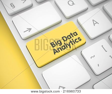 Online Service Concept with Metallic Enter Yellow Keypad on Keyboard: Big Data Analytics. Text on the Keyboard Enter Keypad, for Big Data Analytics Concept. 3D.