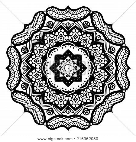 Flower Mandala. Vintage decorative elements. Oriental pattern, vector illustration. Coloring book page. Islam, Arabic, Indian, moroccan spain turkish mystic ottoman motifs
