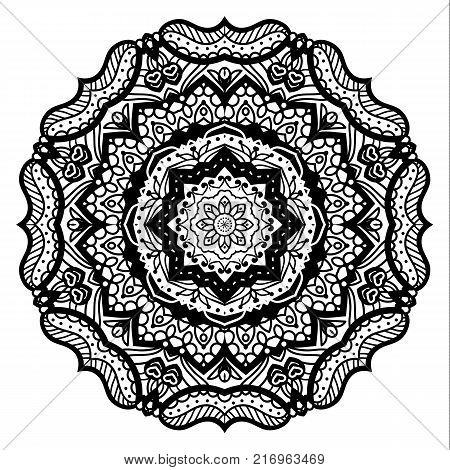 Flower Mandala. Vintage decorative elements. Oriental pattern, vector illustration. Coloring book page. Islam, Arabic, Indian, moroccan spain turkish mystic ottoman motifs